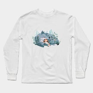 Cute Wolf Animal Loving Cuddle Embrace Children Kid Tenderness Long Sleeve T-Shirt